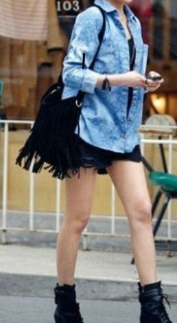 Bolsa Franja Camurça (Preto)